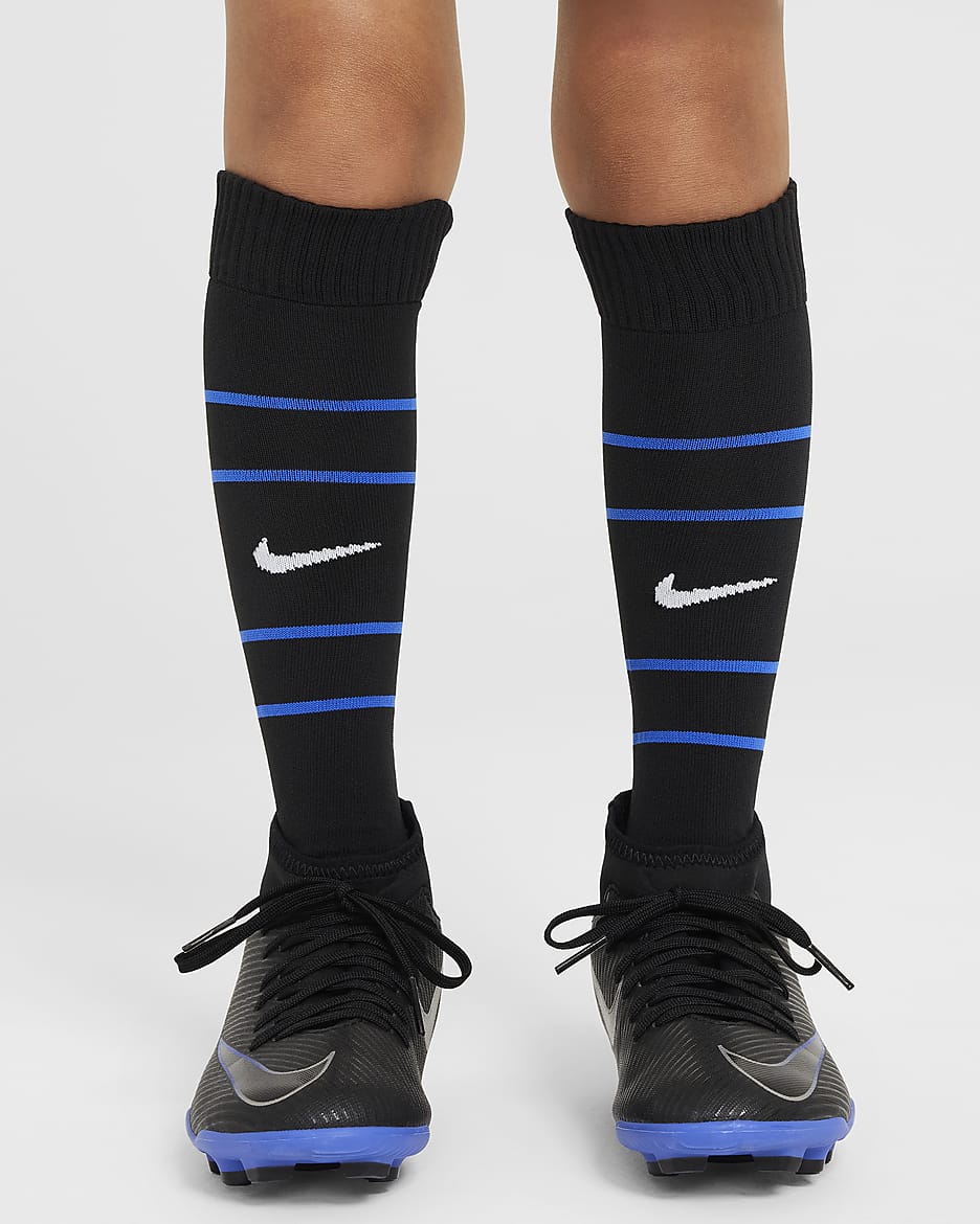 Inter Milan 2024/25 Stadium (hjemmedrakt) Nike Football Replica draktsett i tre deler til små barn - Lyon Blue/Svart/Lyon Blue/Hvit