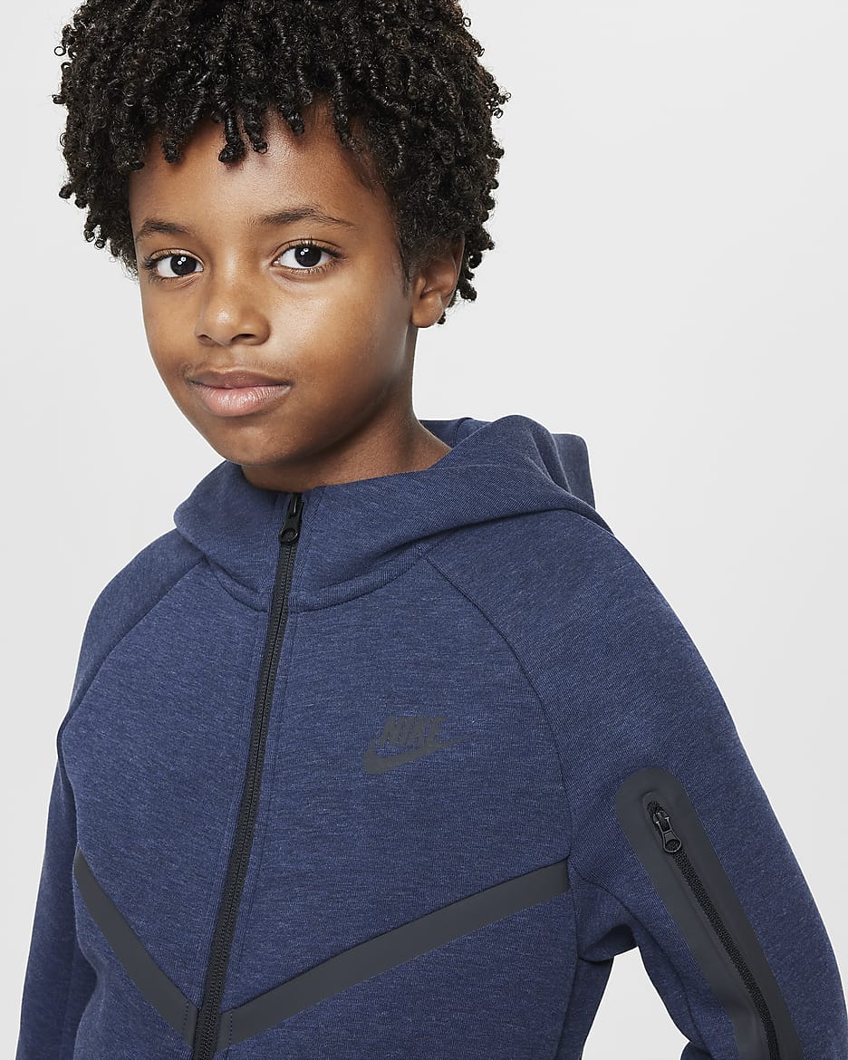 Nike Sportswear Tech Fleece Big Kids' Full-Zip Hoodie - Obsidian Heather/Obsidian Heather/Black/Black