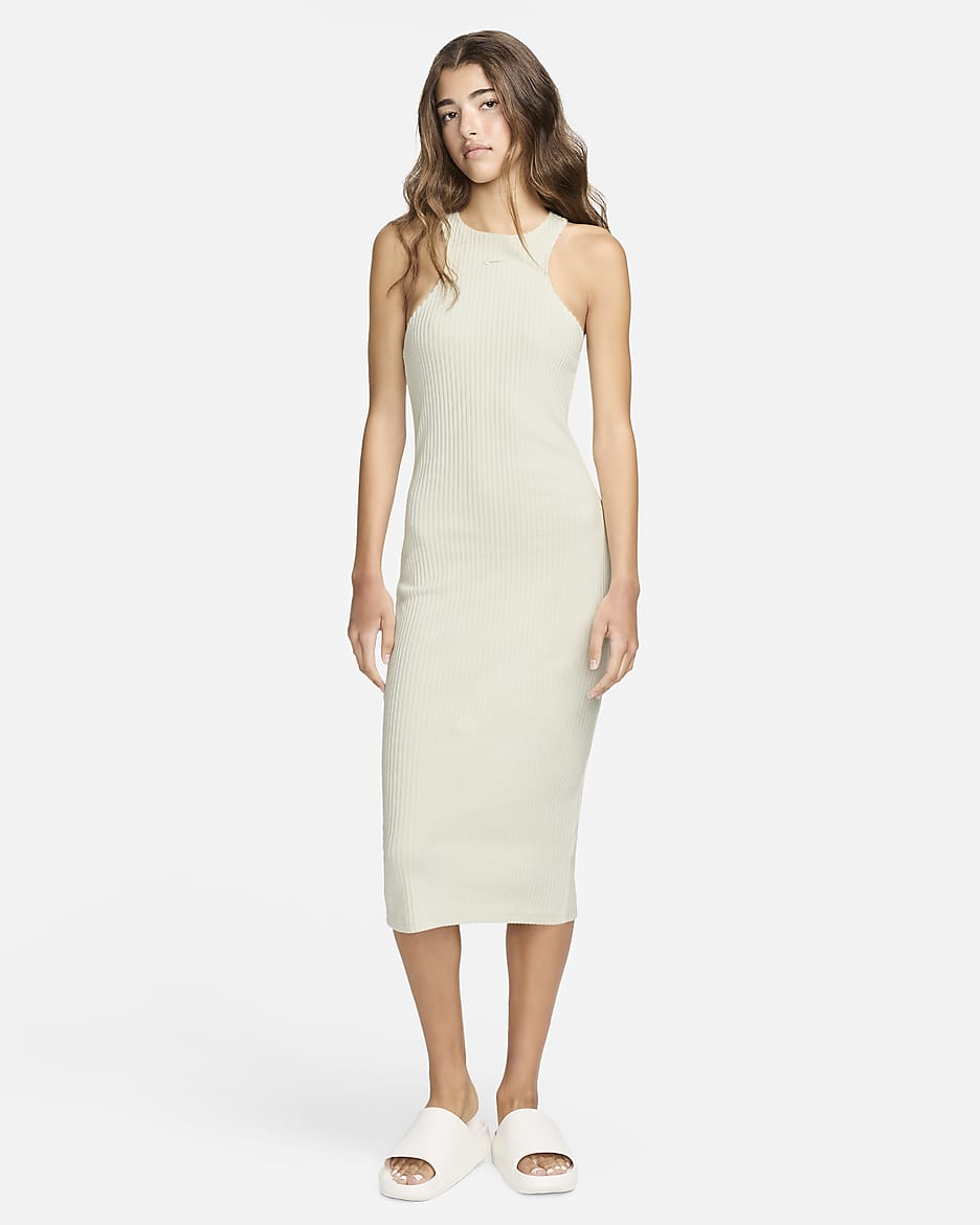 Nike Sportswear Chill Rib Women's Slim Sleeveless Midi Dress - Light Orewood Brown/Light Orewood Brown