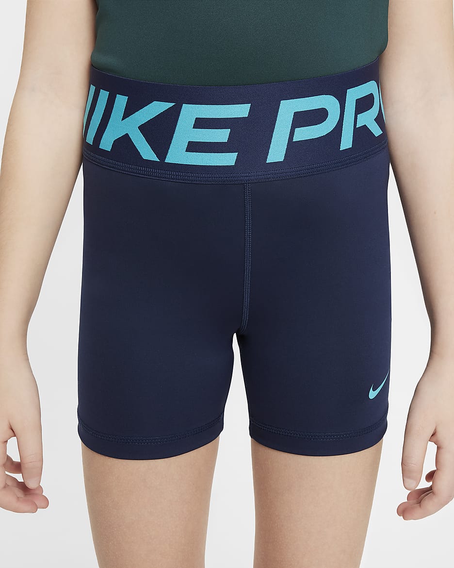 Shorts Nike Pro Dri-FIT för tjejer - Midnight Navy/Dusty Cactus