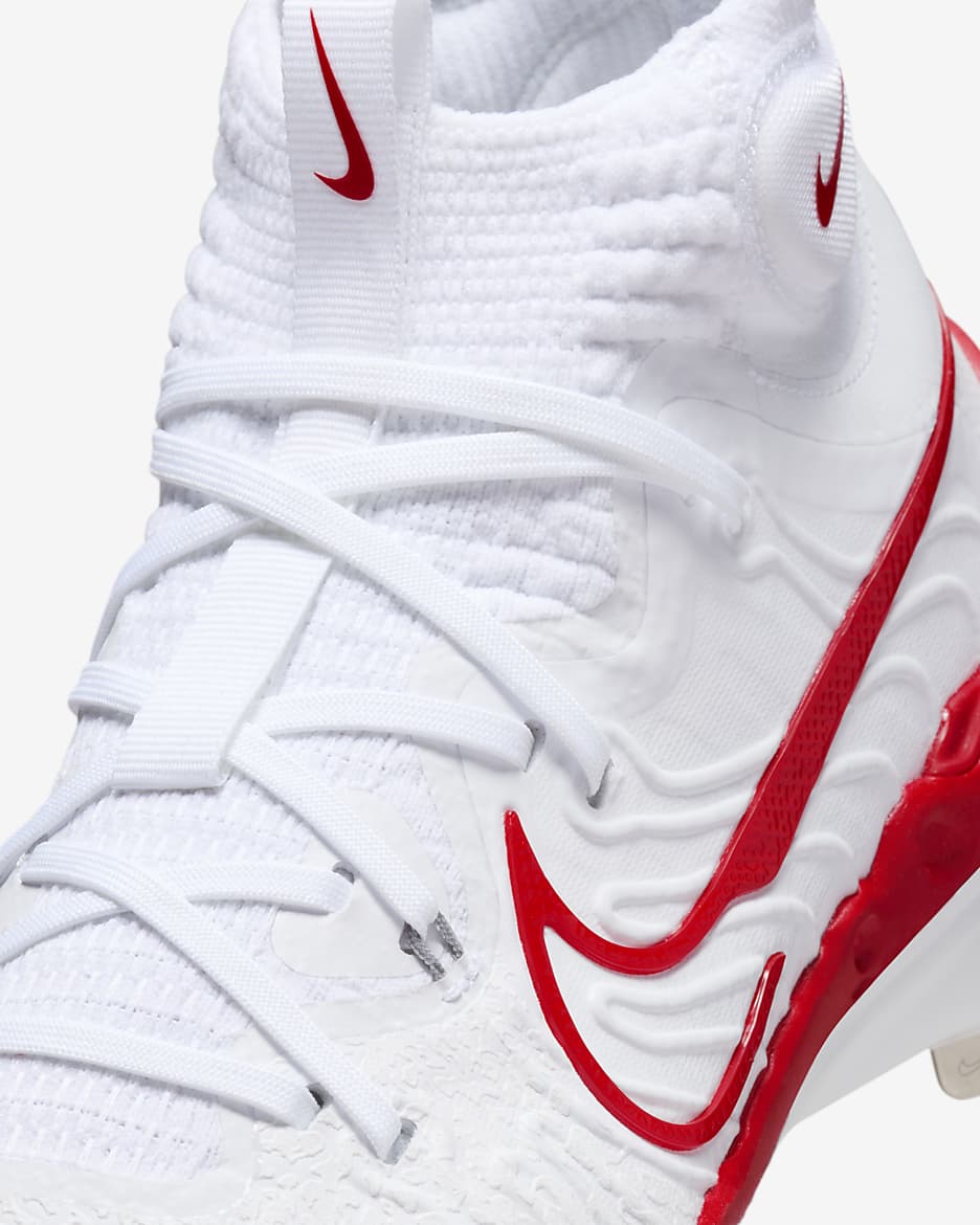 Tacos de béisbol para hombre Nike Alpha Huarache NXT - Blanco/Platino puro/Rojo universitario