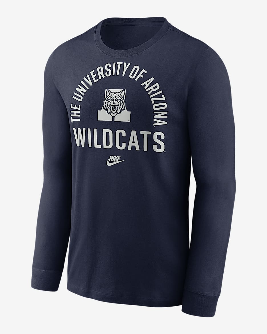 Arizona Legacy Arched Logo Men's Nike College Long-Sleeve T-Shirt - Navy