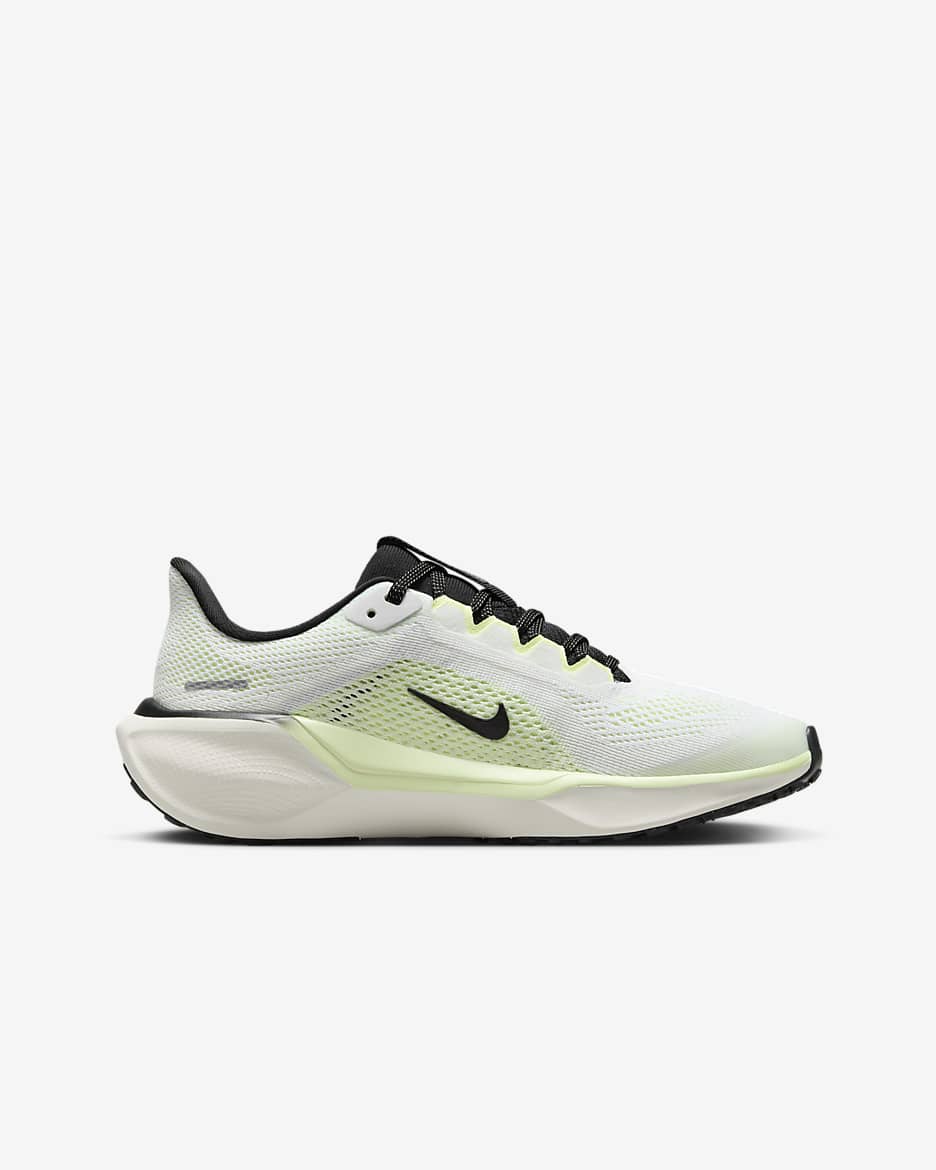 Nike Pegasus 41 Older Kids' Road Running Shoes - White/Barely Volt/Vintage Green/Black