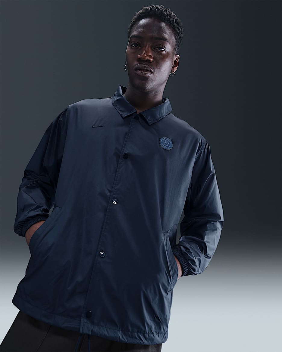 Chelsea FC Club Nike fotballtrenerjakke til herre - Obsidian/Obsidian