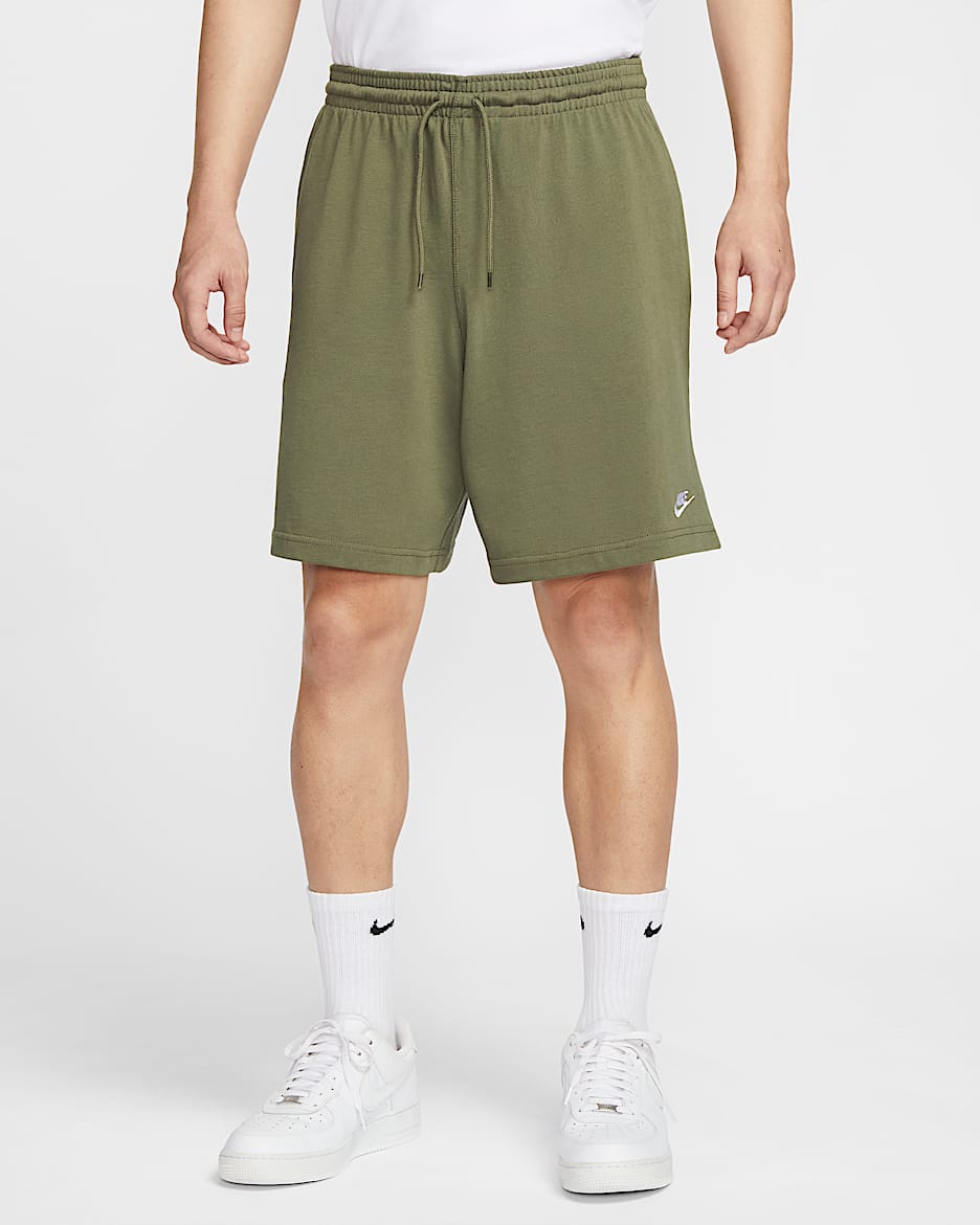 Nike Club Men's Knit Shorts - Medium Olive/White