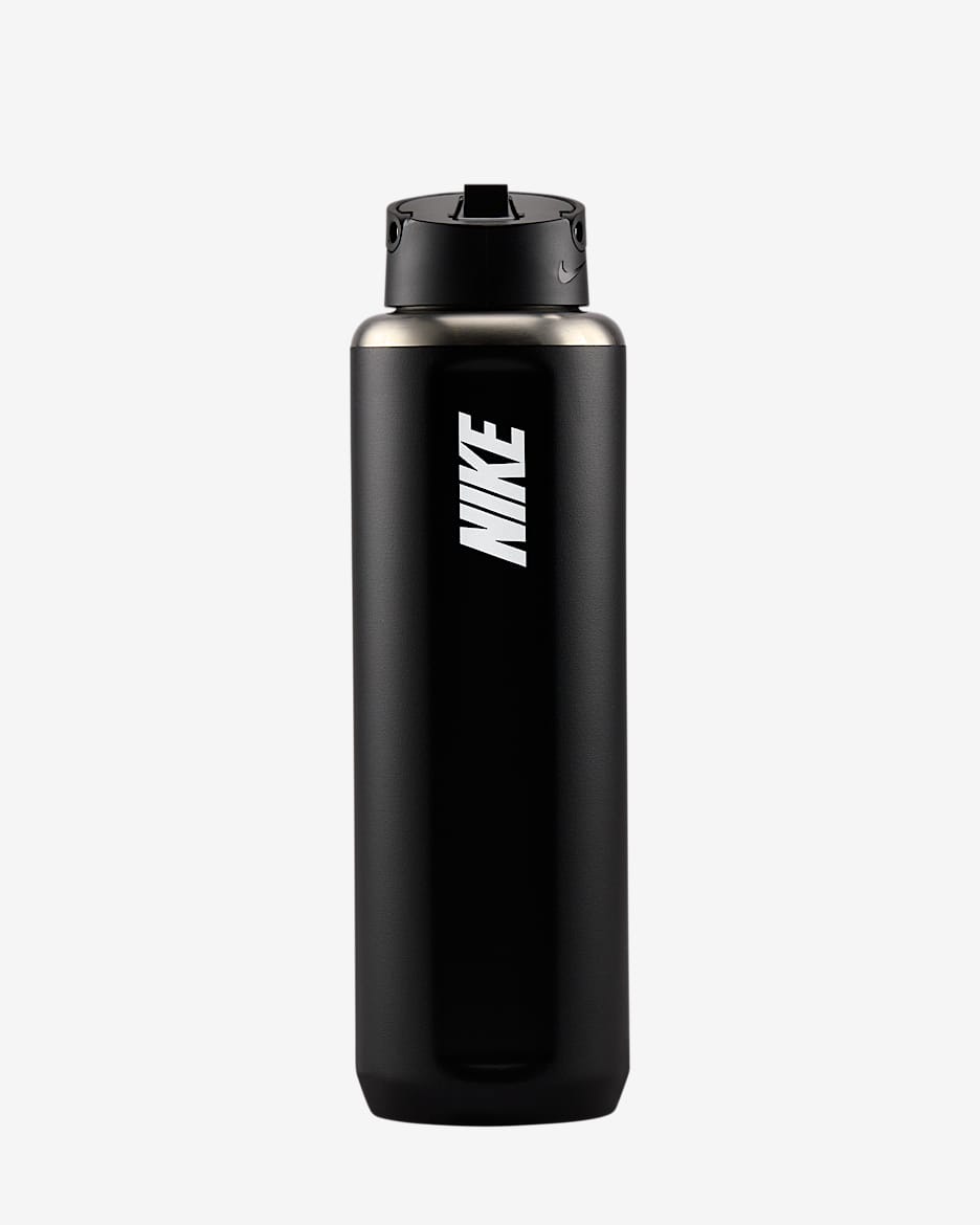 Botella de acero inoxidable con popote (946 ml) Nike Recharge - Negro