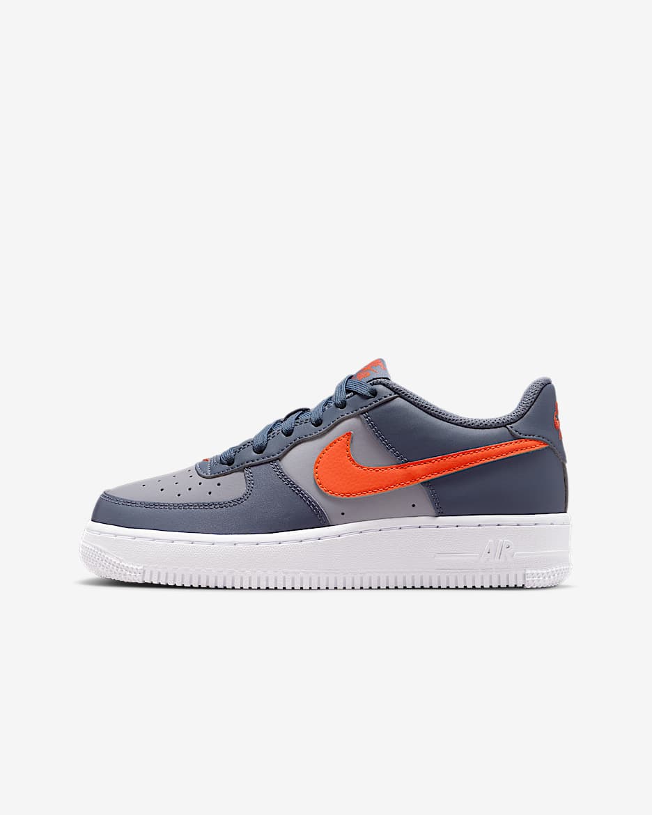 Nike Air Force 1 Big Kids' Shoes - Cement Grey/Light Carbon/White/Team Orange