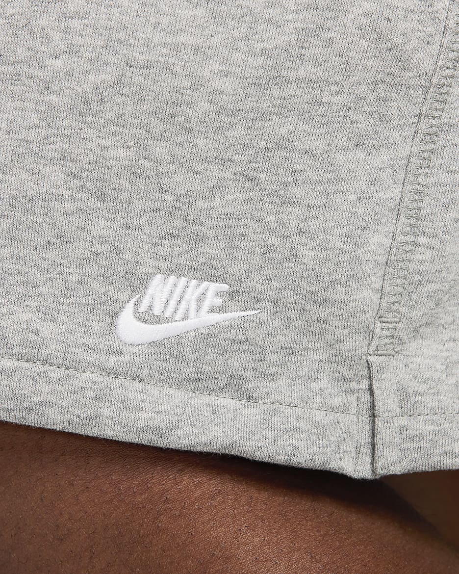 Męskie swobodne spodenki z dzianiny dresowej Nike Club - Dark Grey Heather/Light Smoke Grey/Biel