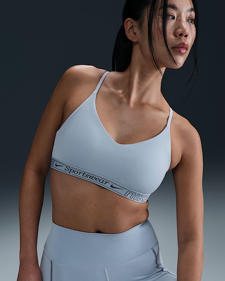 Nike Indy Women's Light-Support Padded Adjustable Sports Bra - Light Armoury Blue