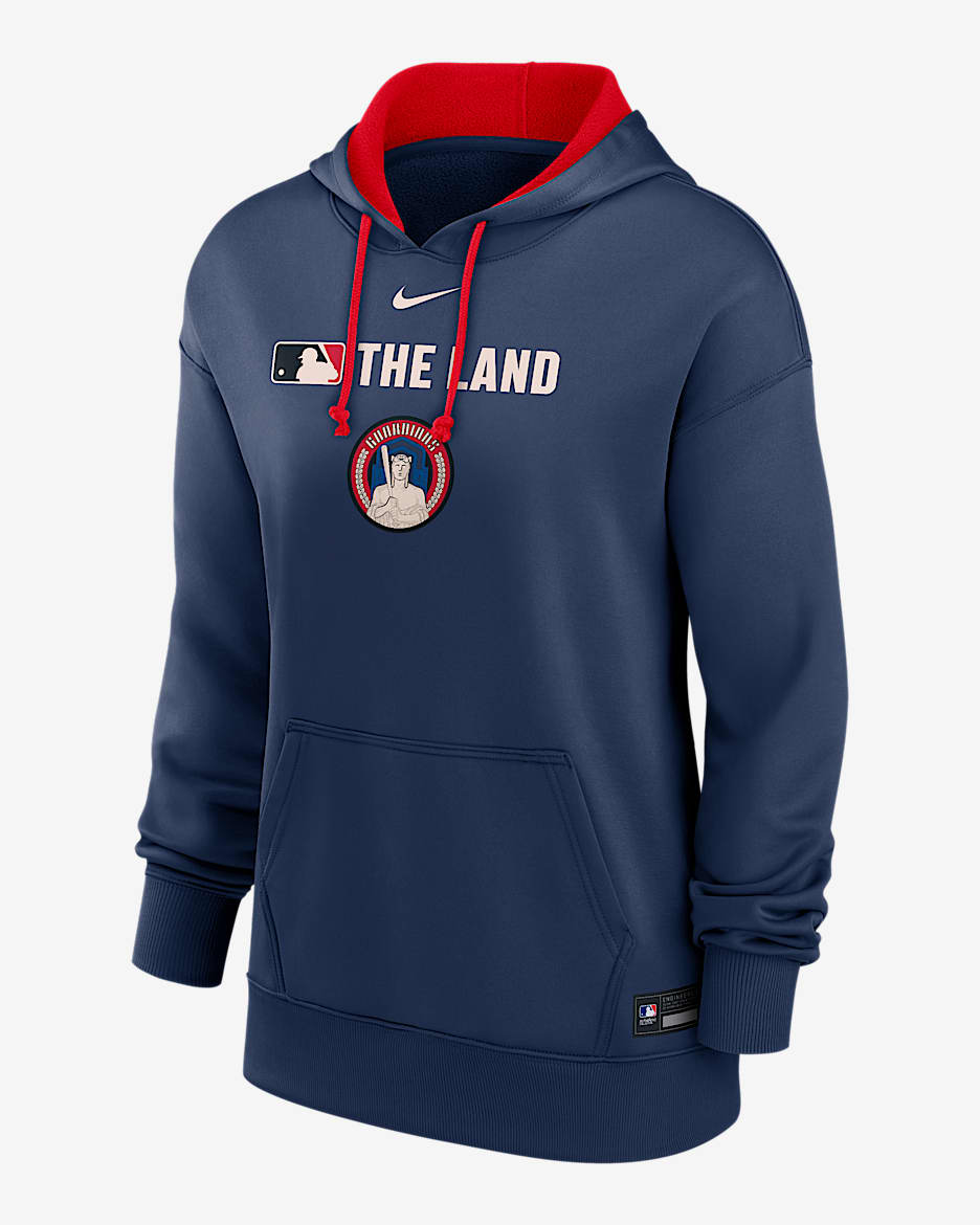 Cleveland Guardians Authentic Collection City Connect Women's Nike Therma MLB Pullover Hoodie - Navy