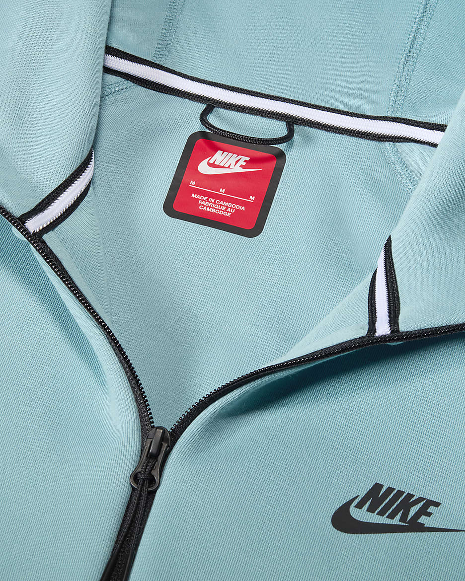 Nike Sportswear Tech Fleece Windrunner Hoodie met rits voor heren - Denim Turquoise/Zwart