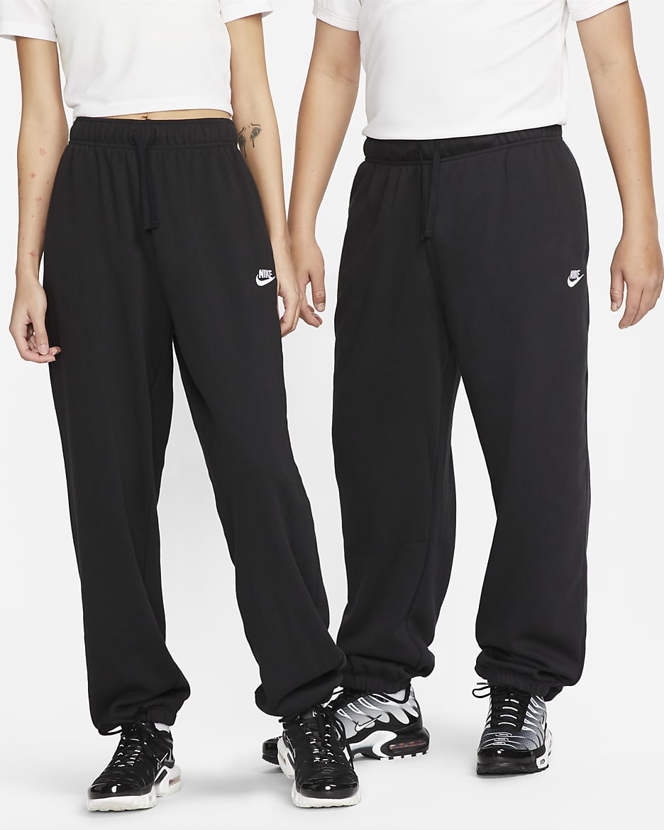 Pants de entrenamiento oversized de tiro medio para mujer Nike Sportswear Club Fleece - Negro/Blanco