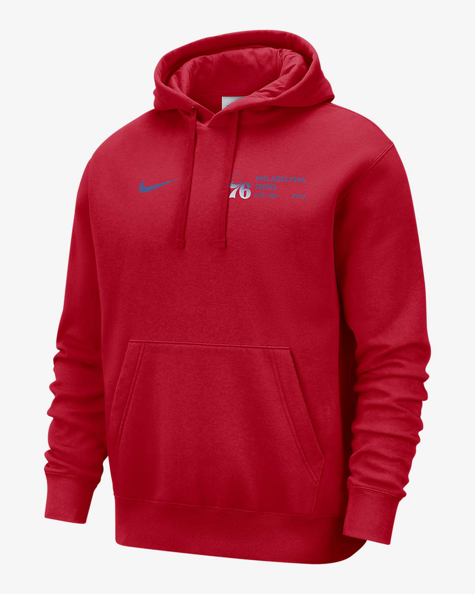 Sudadera con gorro sin cierre Nike de la NBA para hombre Philadelphia 76ers Club Courtside - Rojo universitario