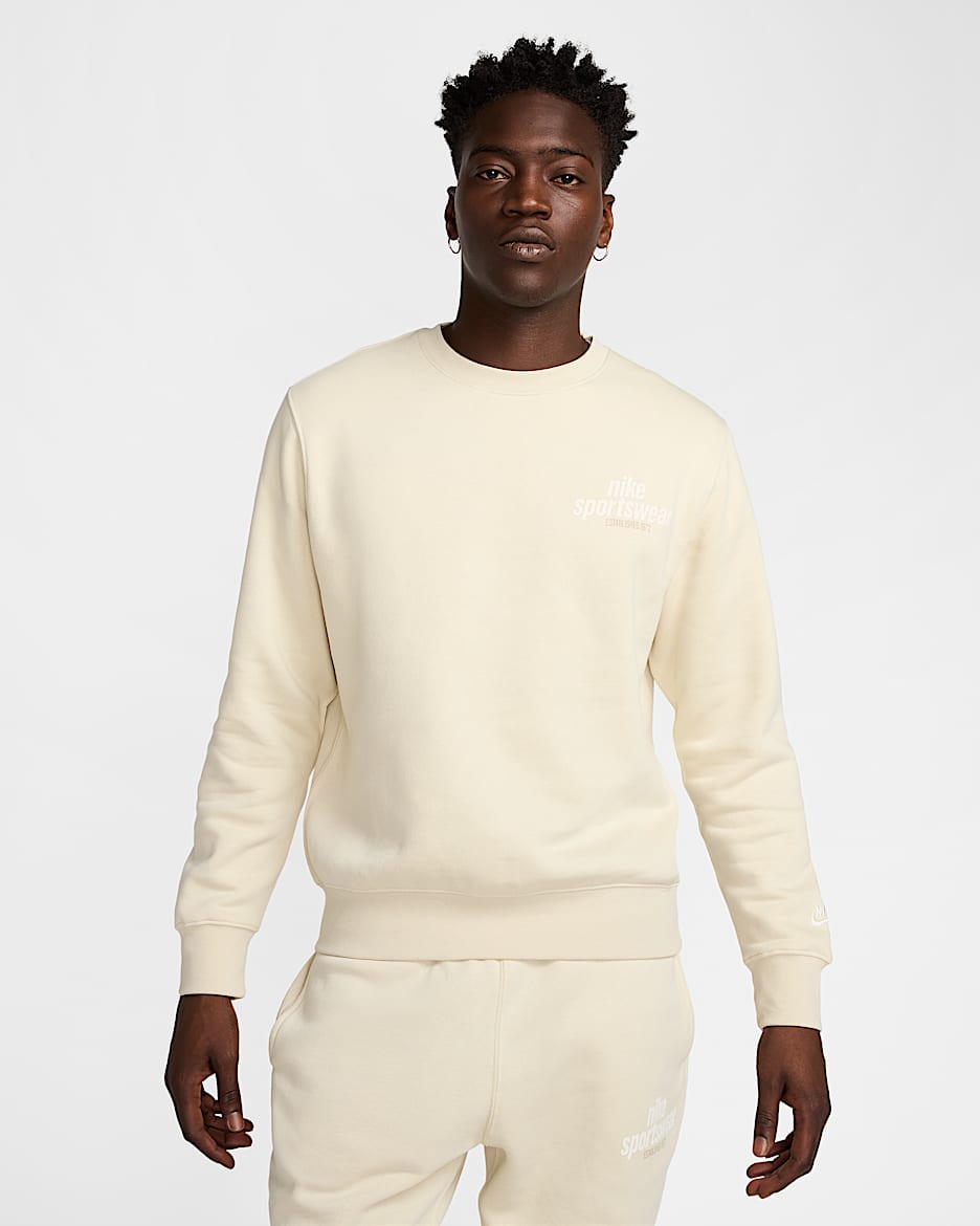 Sudadera de cuello redondo de tejido Fleece para hombre Nike Club - Caqui claro/Caqui claro/Vela