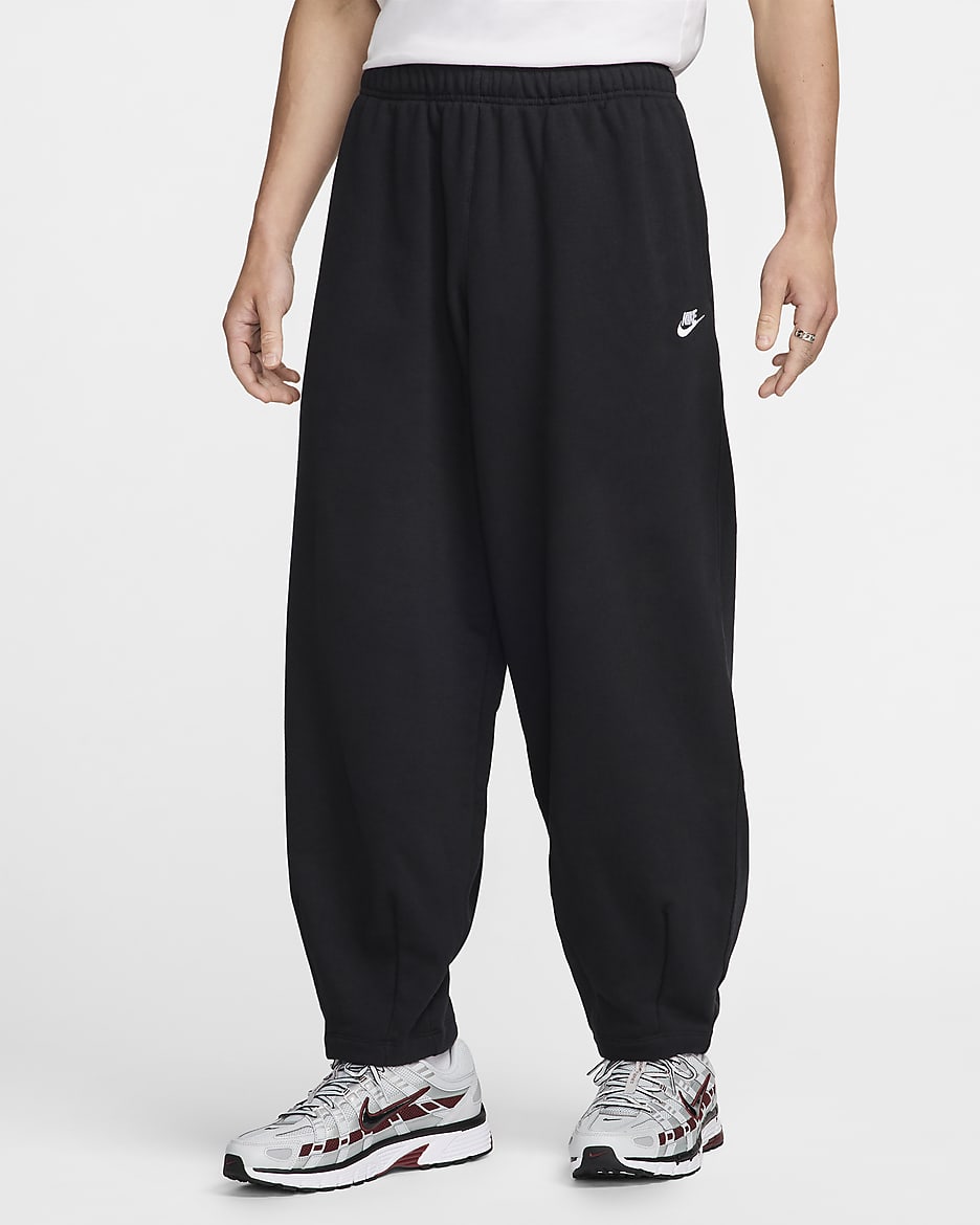 Nike Club Fleece Men's Oversized French Terry Trousers - Black/Black/White