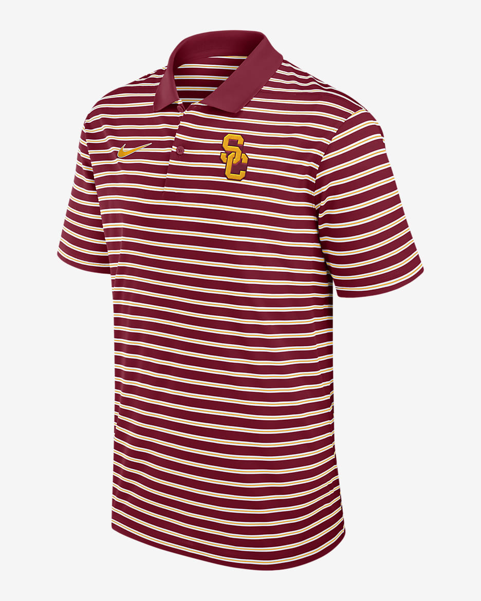 USC Trojans Primetime Victory Striped Men's Nike Dri-FIT College Polo - Crimson