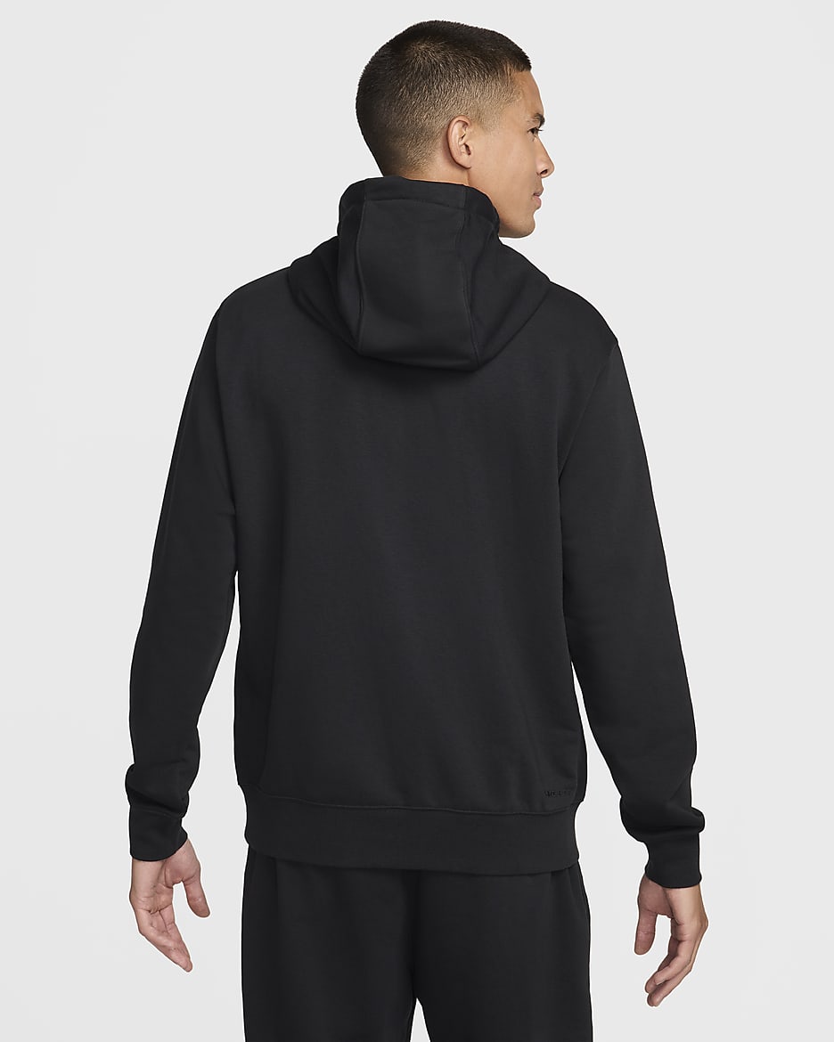 Nike Swoosh Men's Dri-FIT French Terry Pullover Fitness Hoodie - Black/Black/White