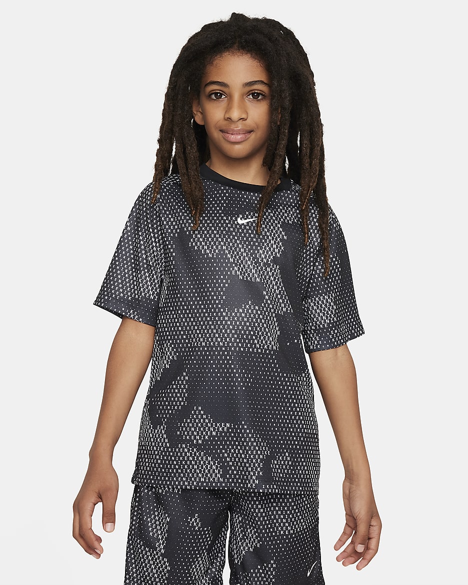 Nike Multi Older Kids' (Boys') Dri-FIT Short-Sleeve Top - Black/White