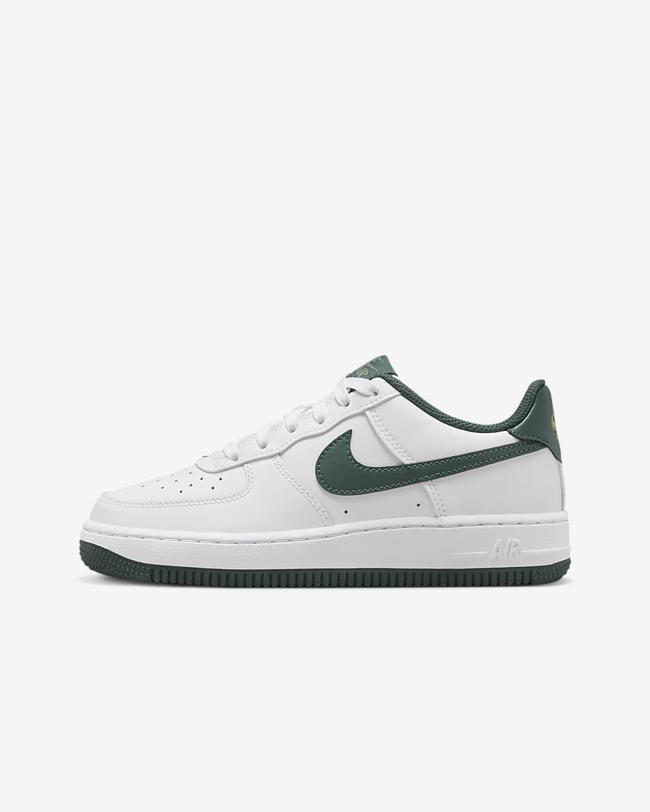 Nike Air Force 1 Big Kids' Shoes - White/Oil Green/Vintage Green