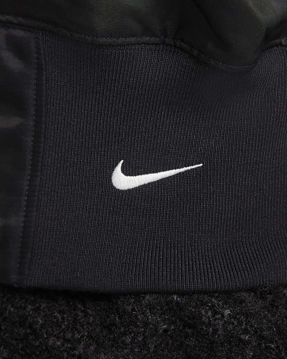 Veste aviateur en tissu Fleece à poils longs Nike Sportswear Collection pour femme - Noir/Summit White