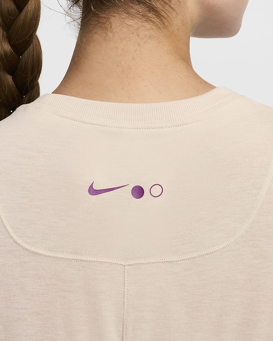 Nike One Relaxed Women's Dri-FIT Short-Sleeve Top - Sanddrift/Viotech