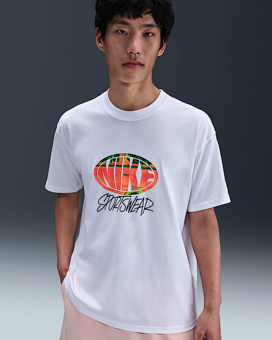 เสื้อยืดผู้ชาย Max90 Nike Sportswear - ขาว/ดำ/ขาว