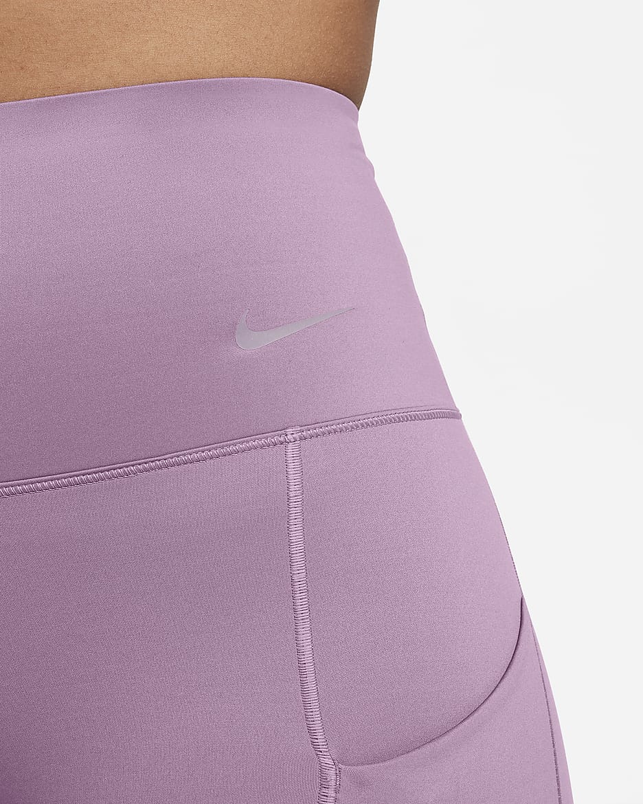 Leggings de tiro alto de 7/8 de sujeción firme con bolsillos para mujer Nike Go - Polvo violeta/Negro