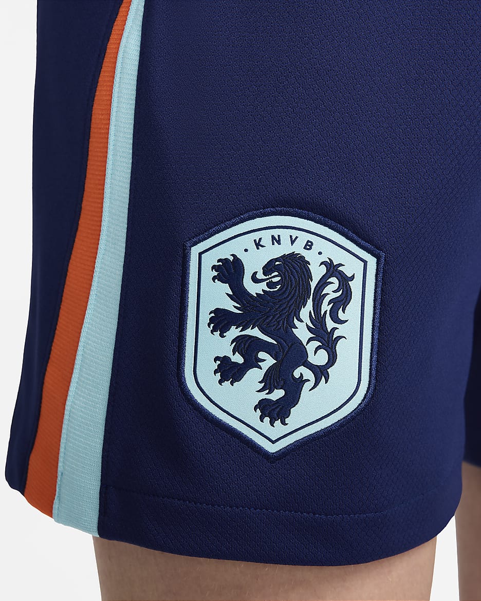 Pánské venkovní fotbalové kraťasy Nike Dri-FIT Replica Nizozemsko 2024 Stadium - Blue Void/Safety Orange/Copa/Bílá