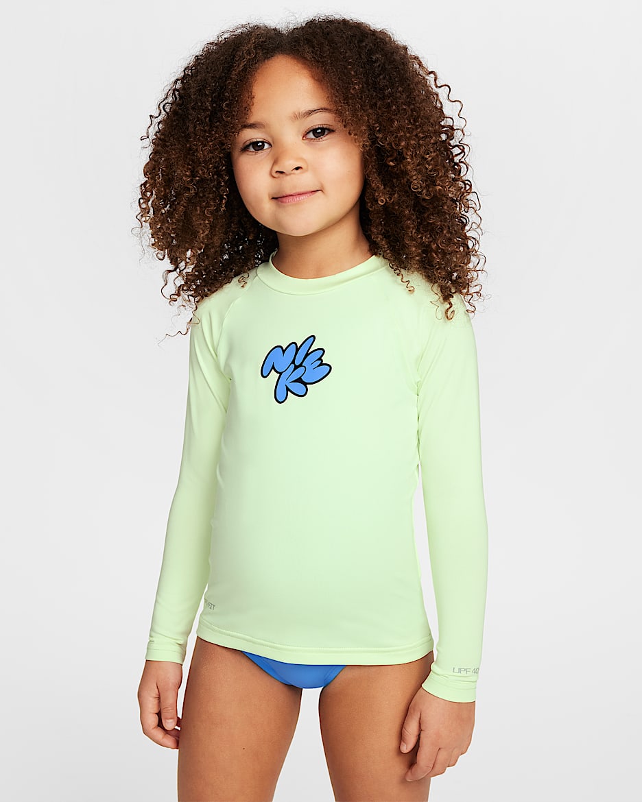 Playera de manga larga para niña talla pequeña Nike Swim Hydroguard - Voltio ligero