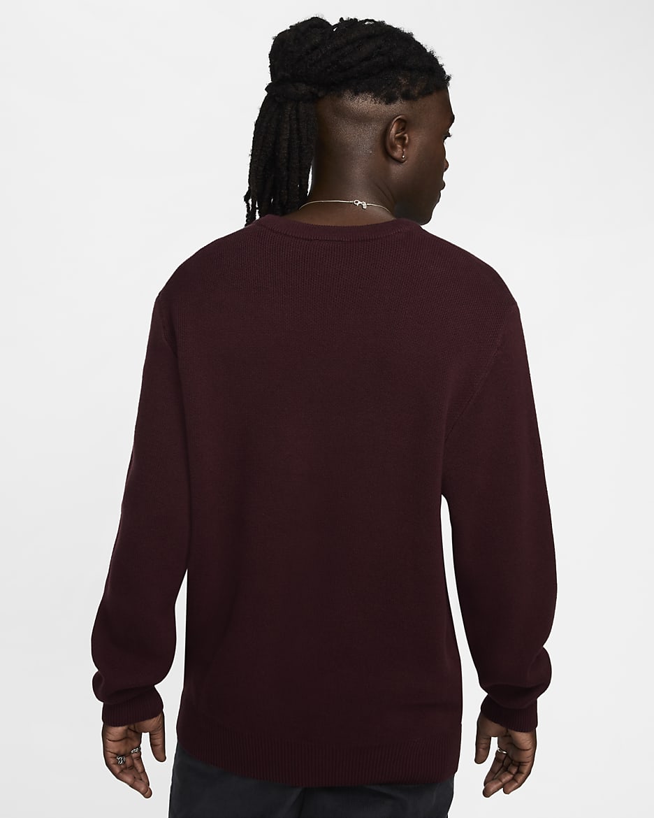 Pull à col ras-du-cou Nike Club pour homme - Burgundy Crush/Blanc