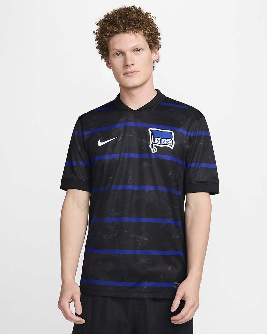 Hertha BSC 2024/25 Stadium Away Nike Replica Fußballtrikot mit Dri-FIT-Technologie für Herren - Schwarz/Photo Blue/Weiß