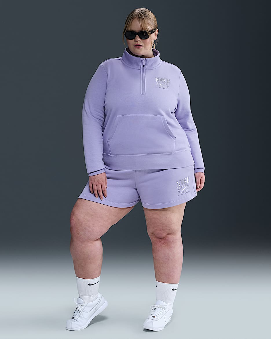 Nike Sportswear Club Fleece Women's Mid-Rise 4" Graphic Shorts (Plus Size) - Lilac Ice