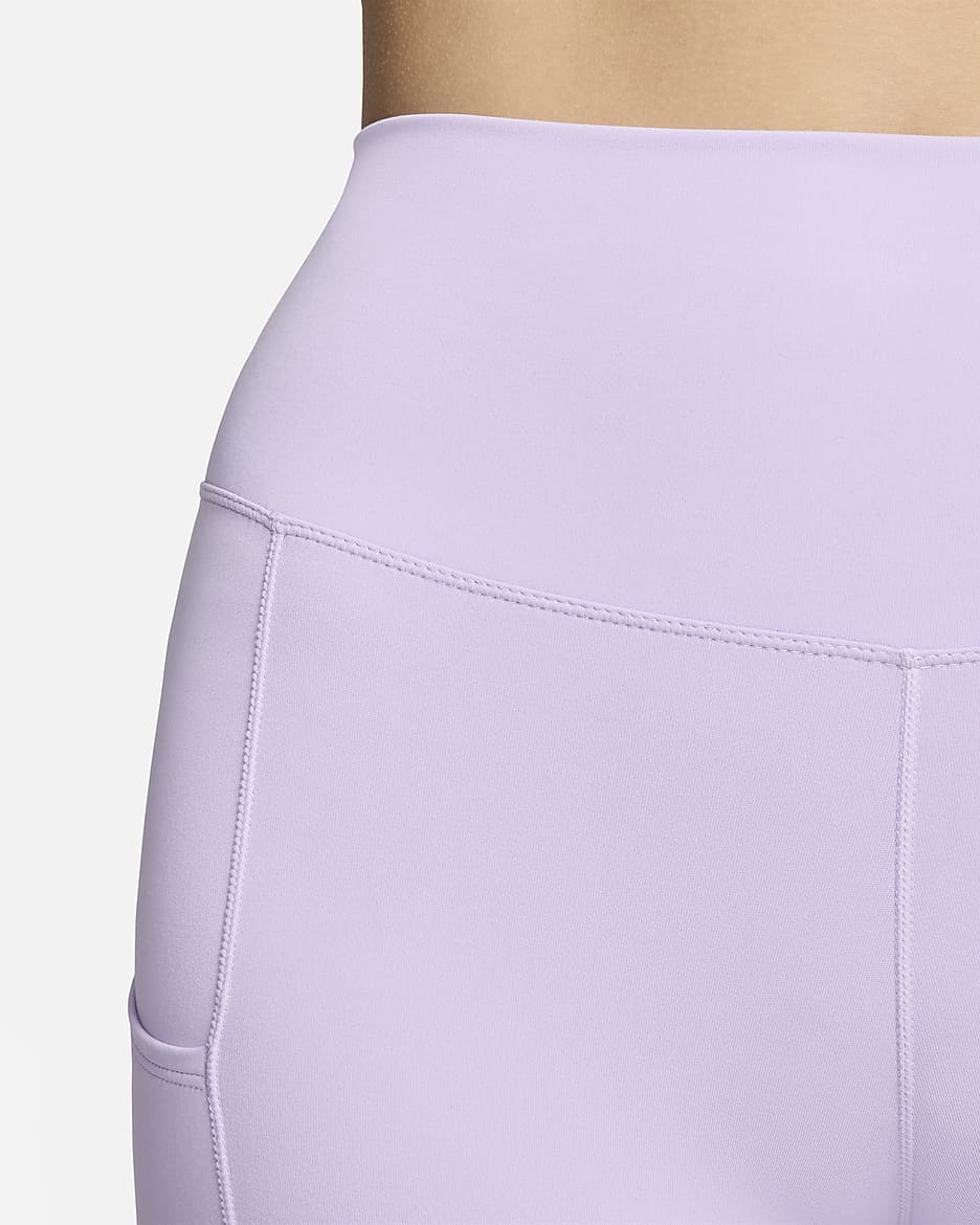 Nike One Women's High-Waisted 8" Biker Shorts with Pockets - Lilac Bloom/Black