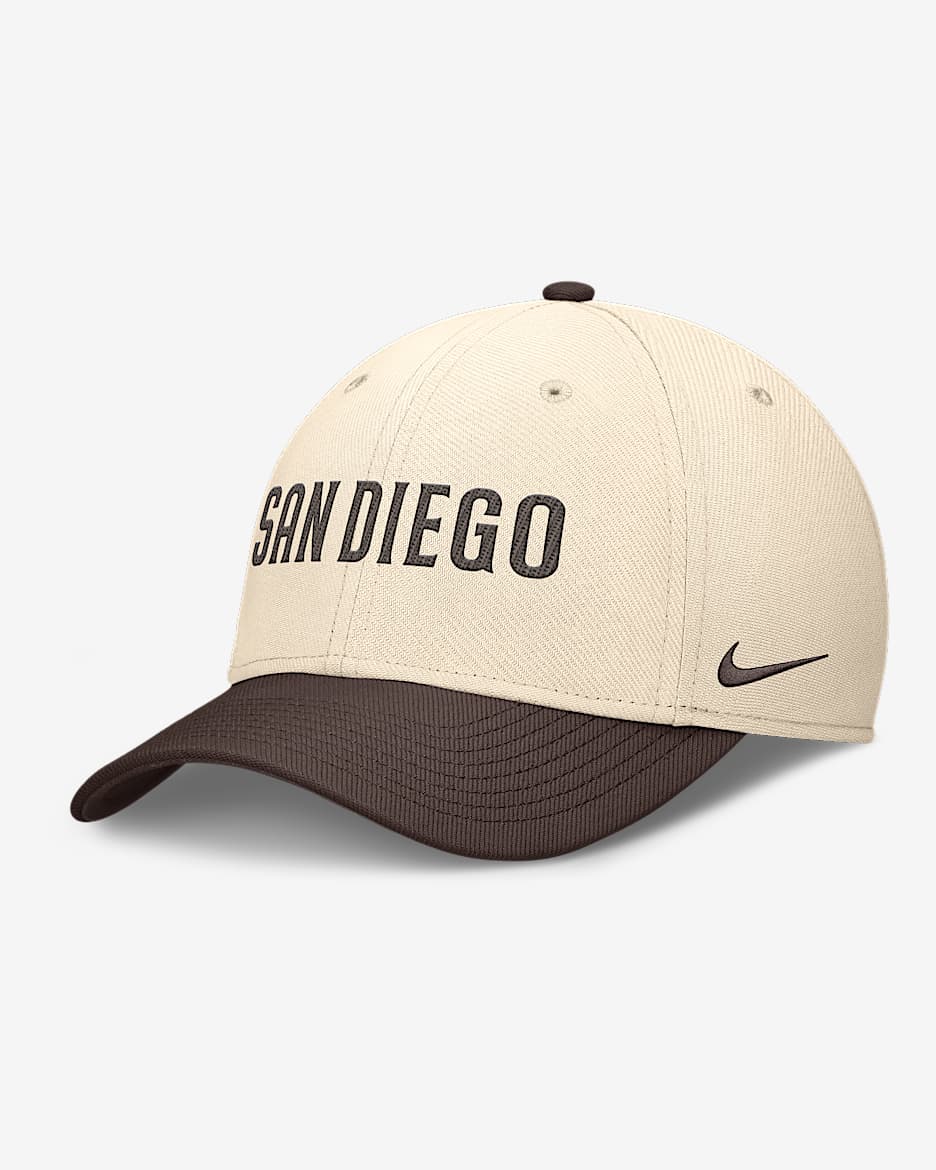 Gorra Nike Dri-FIT de la MLB para hombre San Diego Padres Statement Rise Swoosh - Natural