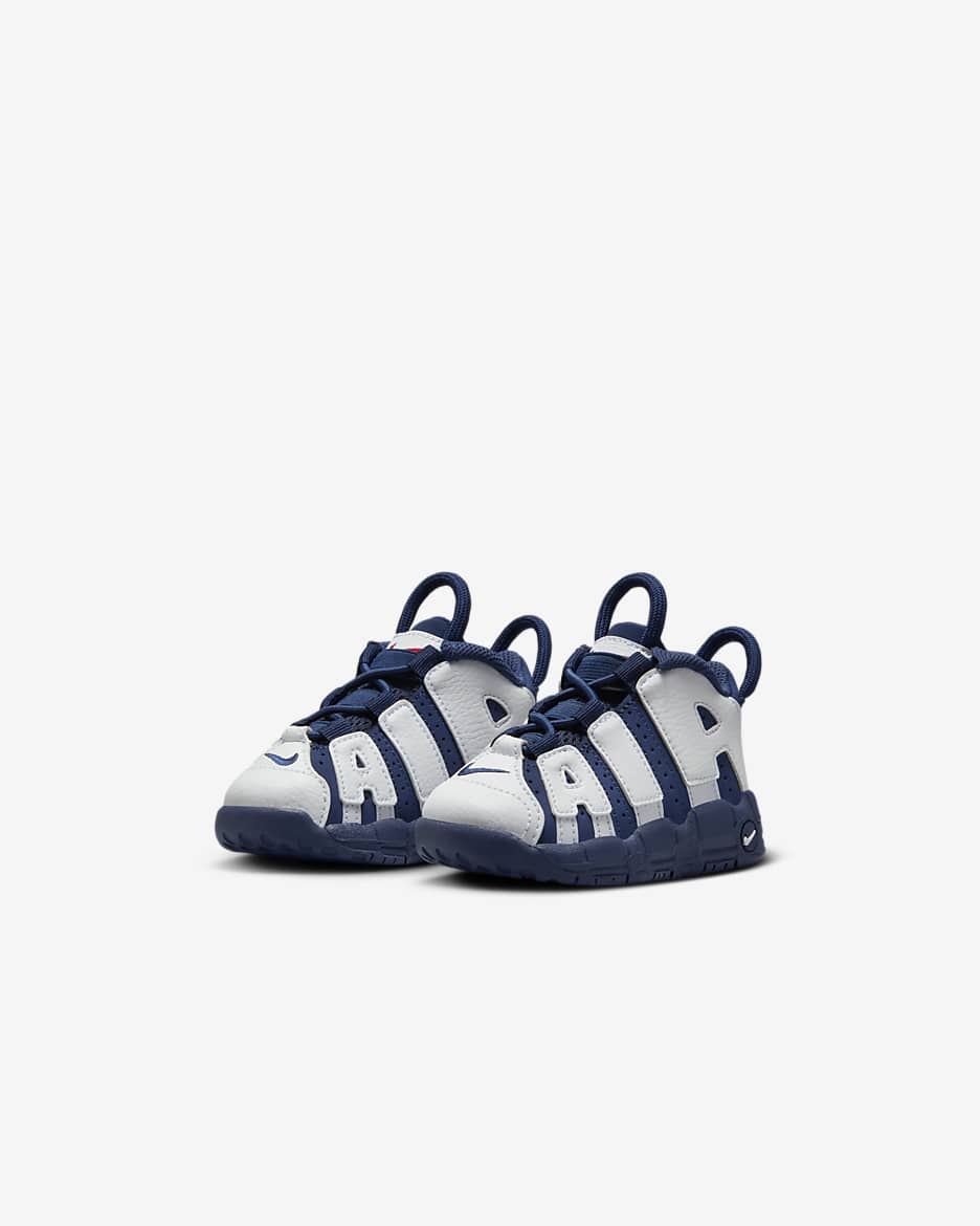 Nike Air More Uptempo Schuh für Babys und Kleinkinder - Weiß/Metallic Gold/University Red/Midnight Navy