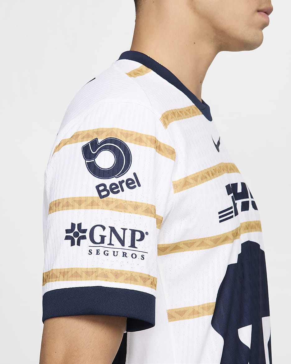 Jersey de fútbol Nike Dri-FIT ADV Authentic para hombre de Pumas UNAM local 2024/25 Match - Blanco/Obsidiana/Obsidiana