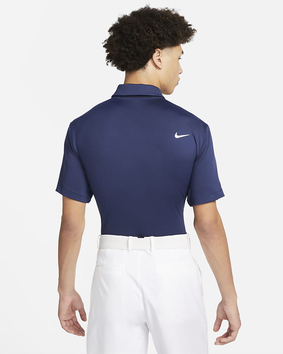 Nike Dri-FIT Tour egyszínű, galléros férfi golfpóló - Midnight Navy/Fehér