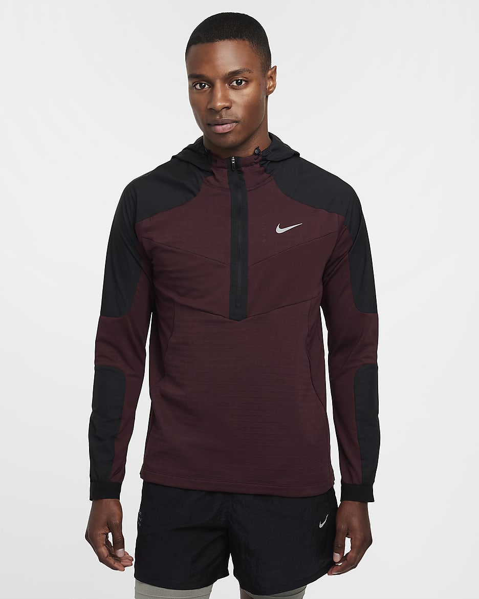 Nike Men's Long-Sleeve Running Top - Burgundy Crush/Black/Black