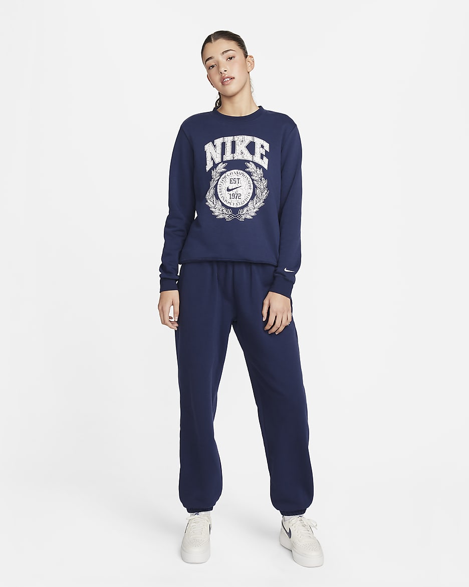 Pants de entrenamiento oversized de tiro medio para mujer Nike Sportswear Club Fleece - Azul marino medianoche