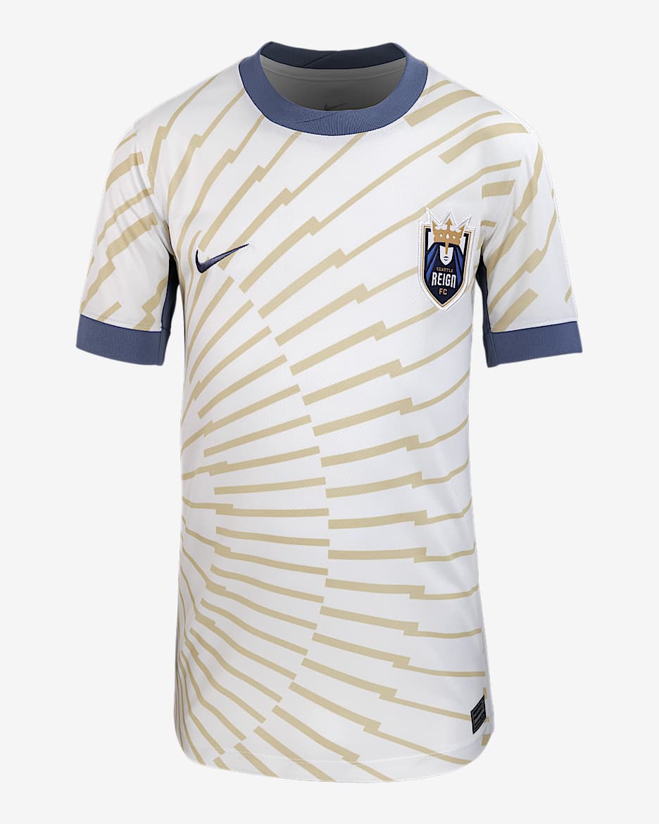 Seattle Reign FC 2025 Stadium Away Big Kids' Nike Dri-FIT NWSL Replica Jersey - Summit White/Team Gold