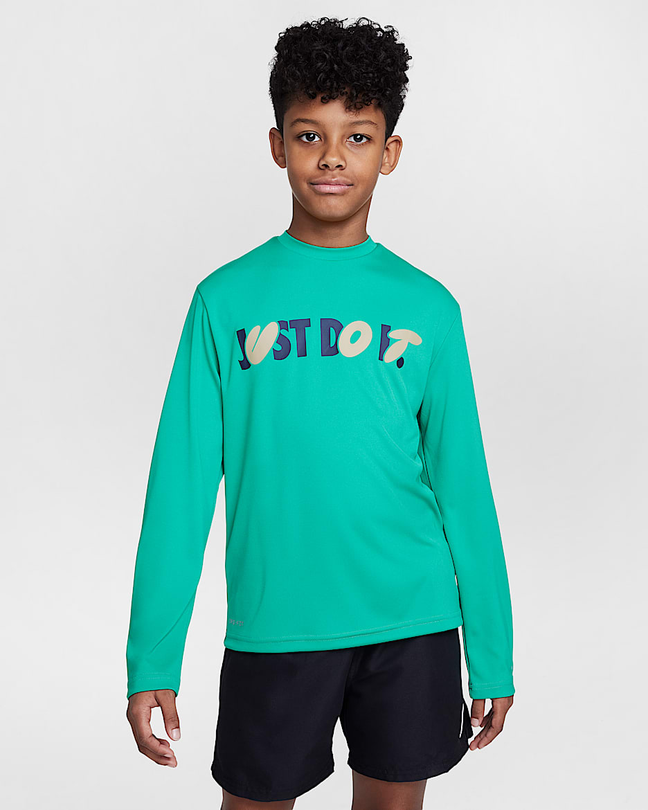 Nike Swim Hydroguard Big Kids' (Boys') Dri-FIT Long-Sleeve Top - Stadium Green