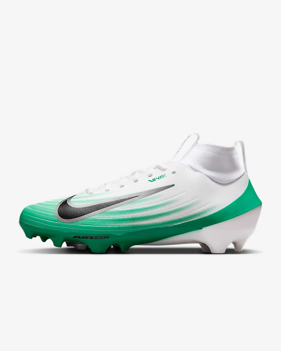 Tacos de fútbol americano Nike Vapor Pro 1 - Blanco/Verde estadio/Plata metalizado/Negro