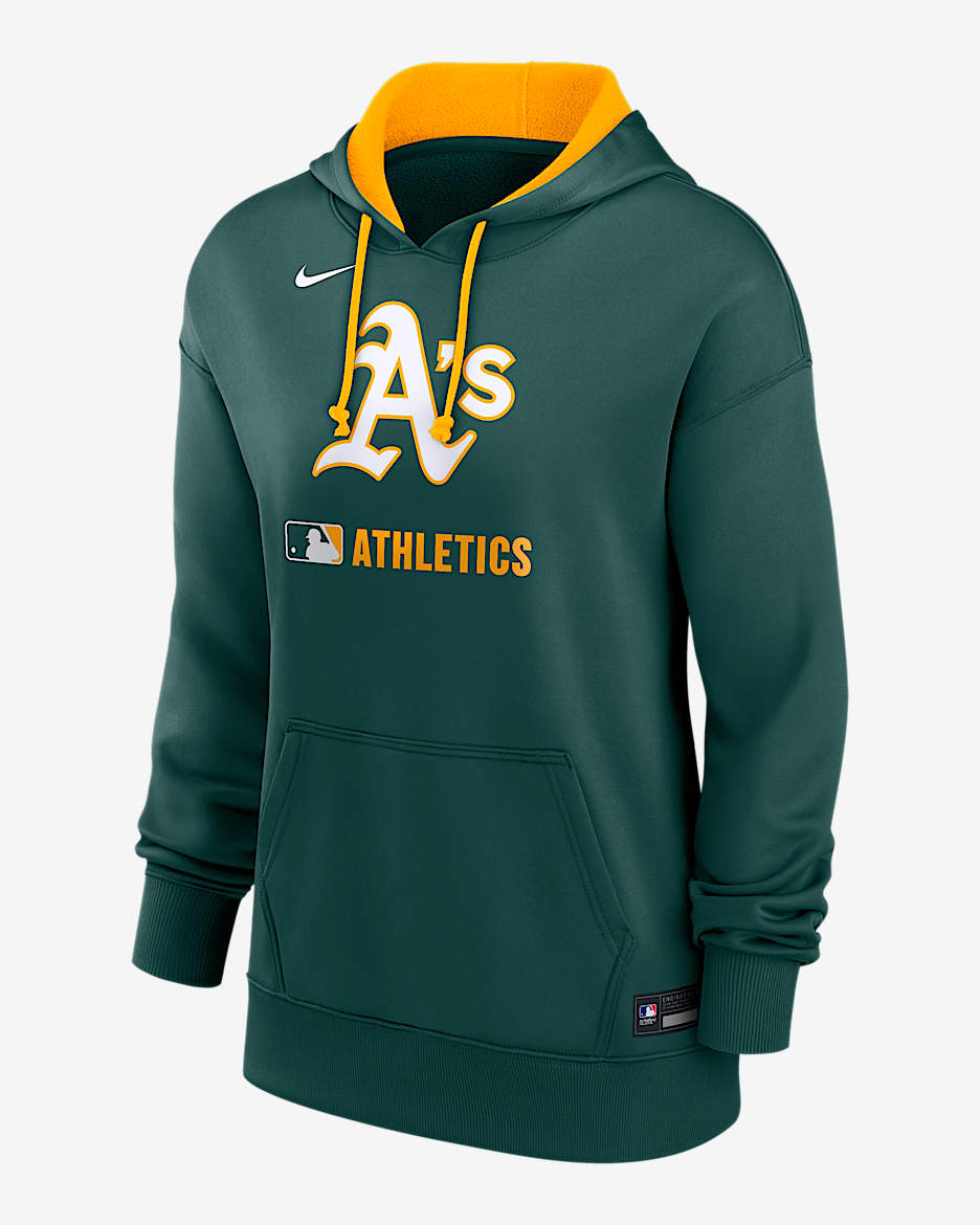 Athletics Authentic Collection Sudadera con gorro sin cierre Nike Therma de la MLB para mujer - Verde