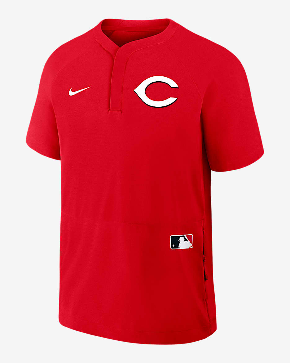 Rompevientos de manga corta Nike de la MLB para hombre Cincinnati Reds Authentic Collection - Rojo