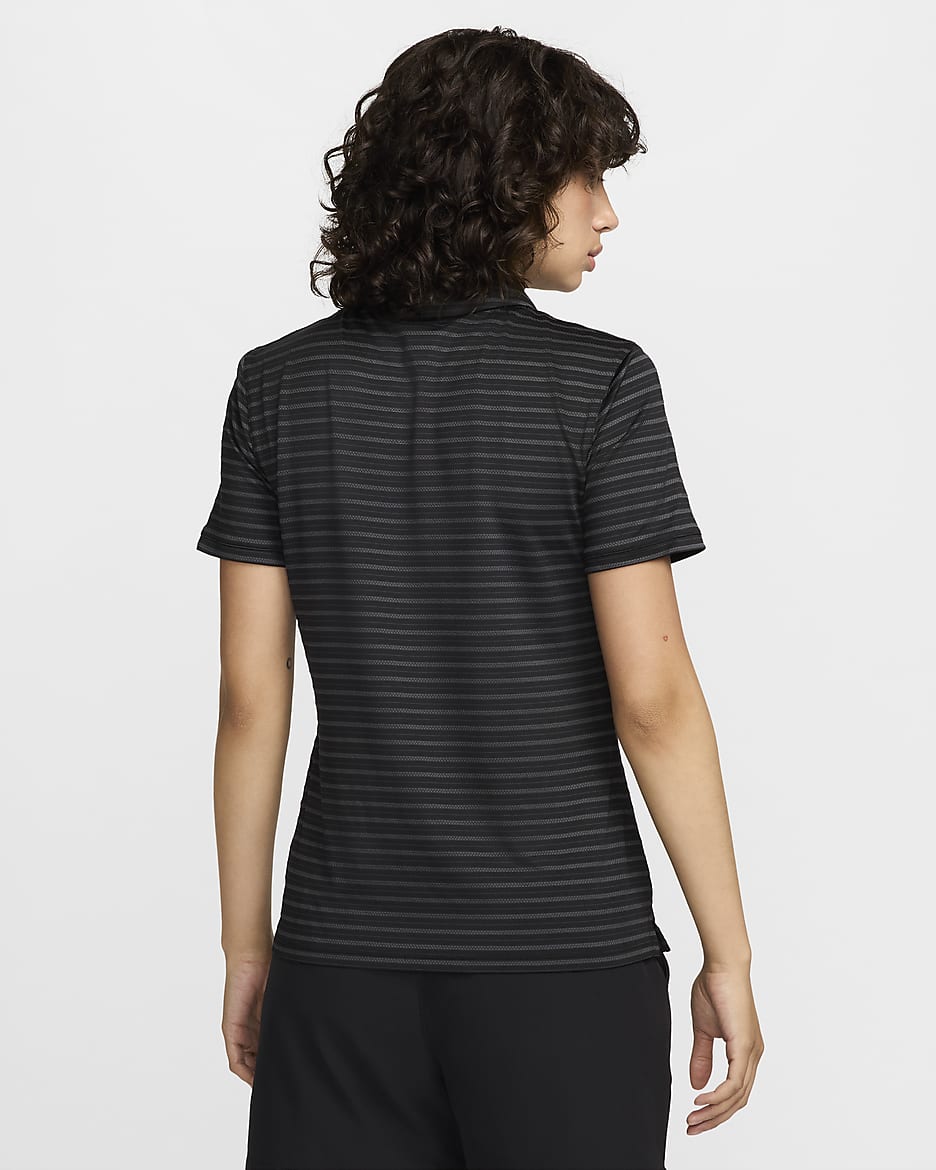 Polo de golf de manga corta Dri-FIT a rayas para mujer Nike Victory - Negro/Antracita/Blanco