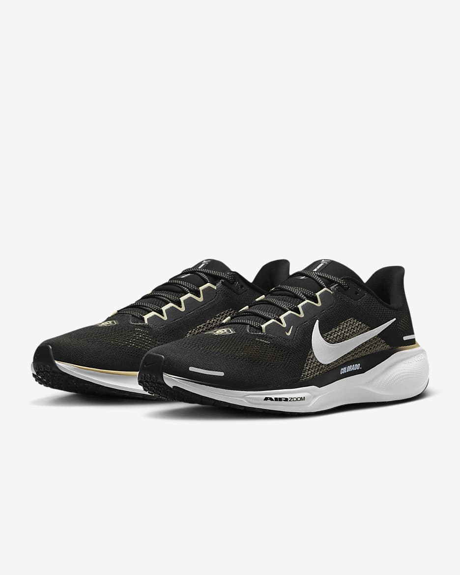 Colorado Pegasus 41 Men's Nike College Road Running Shoes - Black/White/Team Gold/White