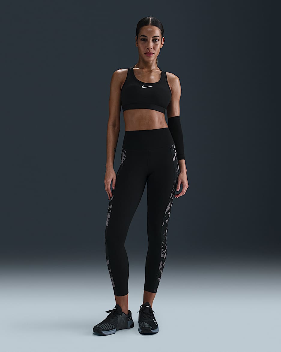 Leggings estampados de tiro alto de 7/8 para mujer Nike One - Negro/Negro/Negro