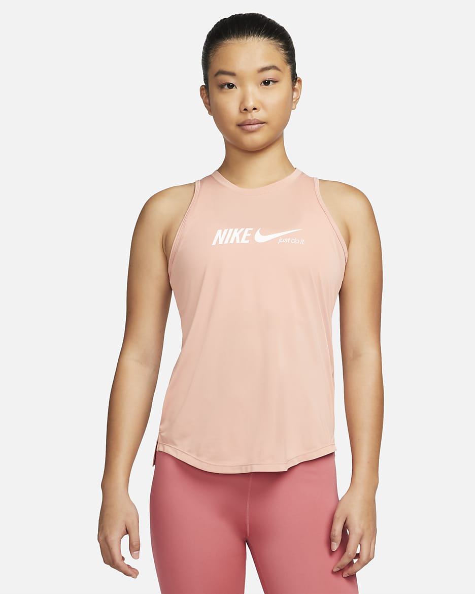 Nike Dri-FIT One Women's Graphic Training Tank - Rose Whisper/White