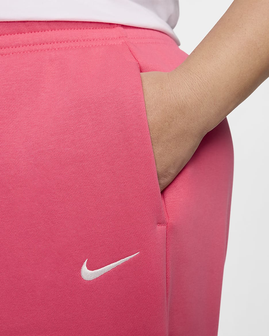 Nike Sportswear Phoenix Fleece Women's High-Waisted Oversized Tracksuit Bottoms (Plus Size) - Aster Pink/Sail