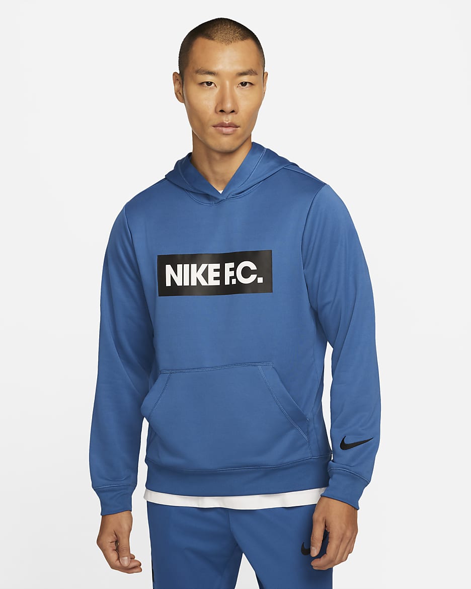 Nike F.C. Men's Football Hoodie - Dark Marina Blue/White/Black